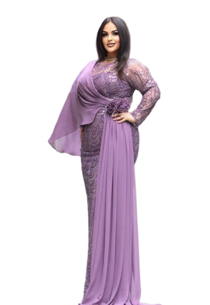 ELEGANT EMBELLISHED GOWN WITH FLOWING OVERLAY