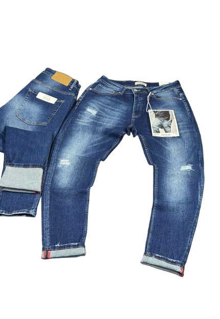 Men's Faded Slim Jeans in Dark Blue