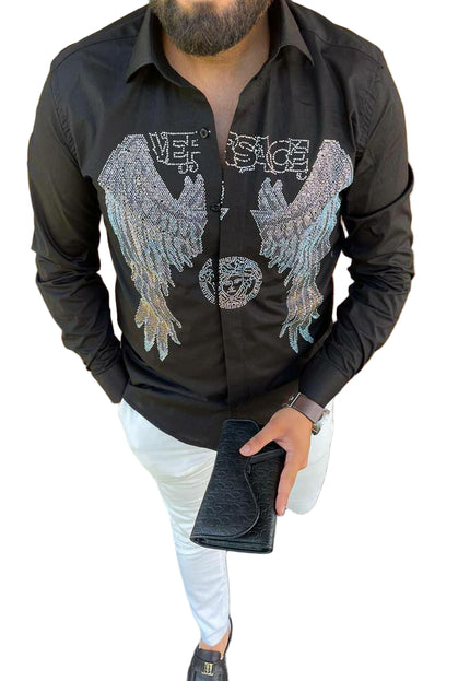 MEN'S WINGS STUDDED LONG SLEEVE SHIRT