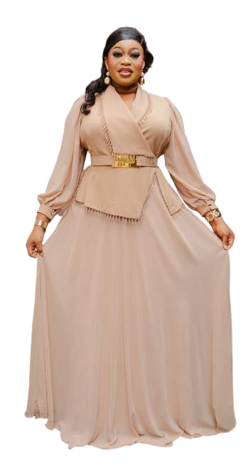 ELEGANT WRAP GOWN WITH SLEEVES