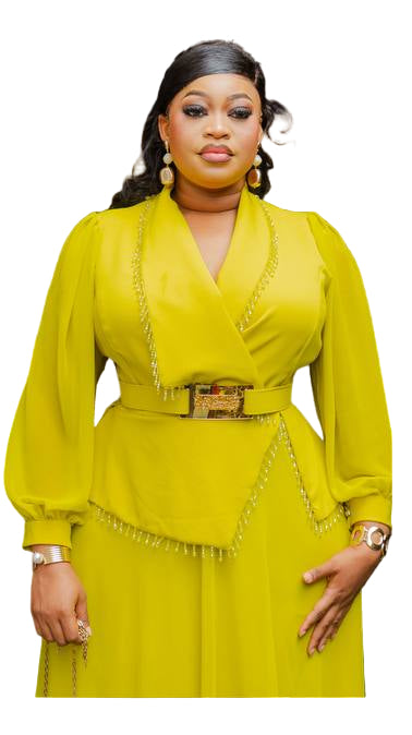 ELEGANT WRAP GOWN WITH SLEEVES