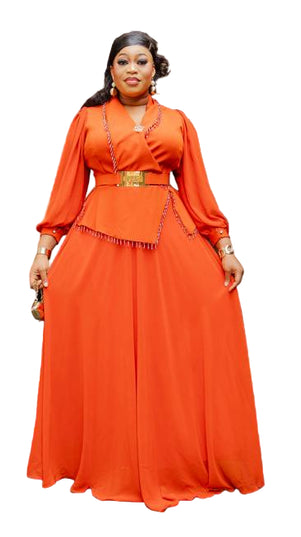 ELEGANT WRAP GOWN WITH SLEEVES
