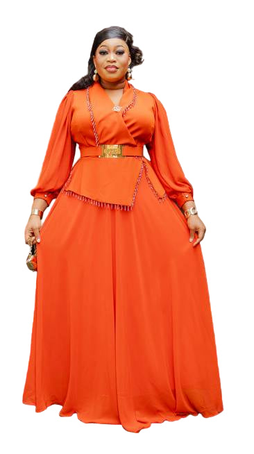 ELEGANT WRAP GOWN WITH SLEEVES