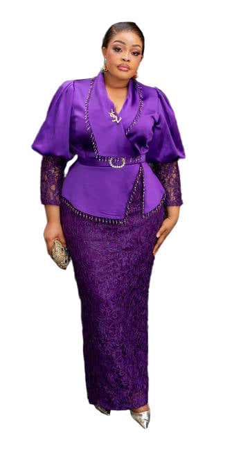 ELEGANT PEPLUM LACE OUTFIT