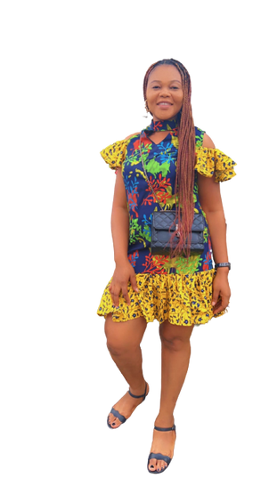 SIMPLE LADIES COLOURFUL NOBLELEADS  ANKARA MADE SHORT DRESSES.