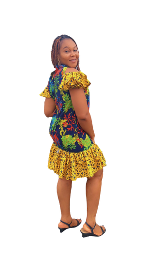 SIMPLE LADIES COLOURFUL NOBLELEADS  ANKARA MADE SHORT DRESSES.