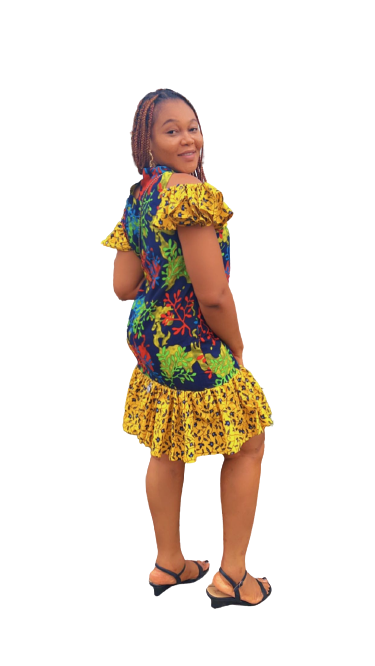 SIMPLE LADIES COLOURFUL NOBLELEADS  ANKARA MADE SHORT DRESSES.