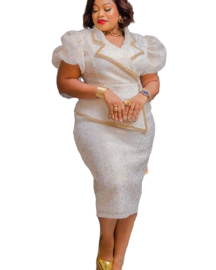 ELEGANT DRESS WITH PUFF SLEEVES