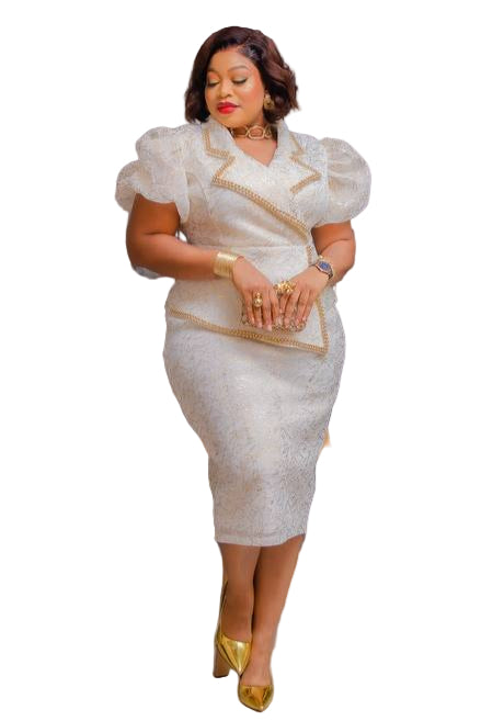 ELEGANT DRESS WITH PUFF SLEEVES