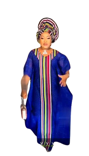 NOBRE SENHORAS ASO-OKE E VESTIDO DE RENDA SECA ESTILO BOUBOU PROJETADO.