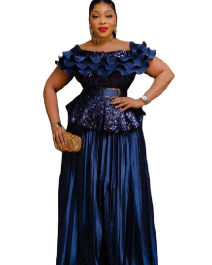 BEAUTIFUL SEQUINED OFF-SHOULDER GOWN