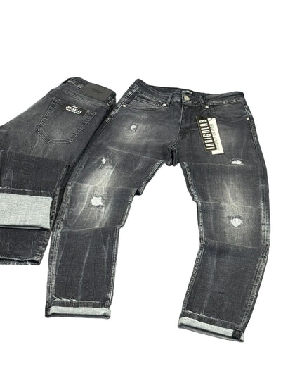 Men's Faded Panel Jeans in Black