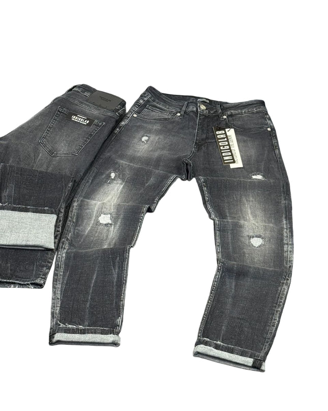 Men's Faded Panel Jeans in Black