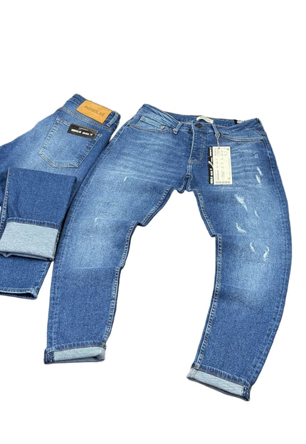 Men's Faded Slim Jeans in Medium Blue