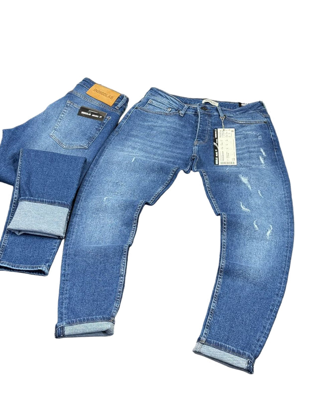 Men's Faded Slim Jeans in Medium Blue