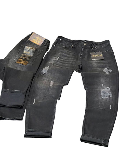 Men's Ripped Slim Jeans in Black Wash