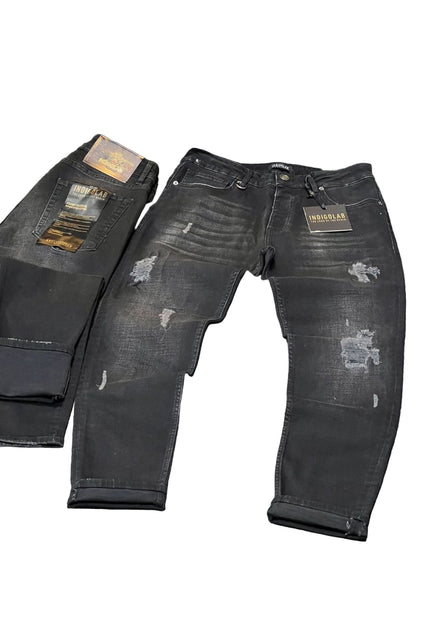 Men's Ripped Slim Jeans in Black Wash