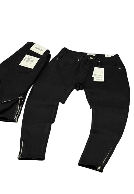 Men's Ankle Zip Jeans in Solid Black