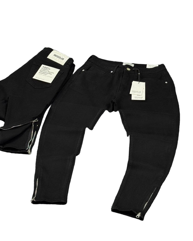 Men's Ankle Zip Jeans in Solid Black