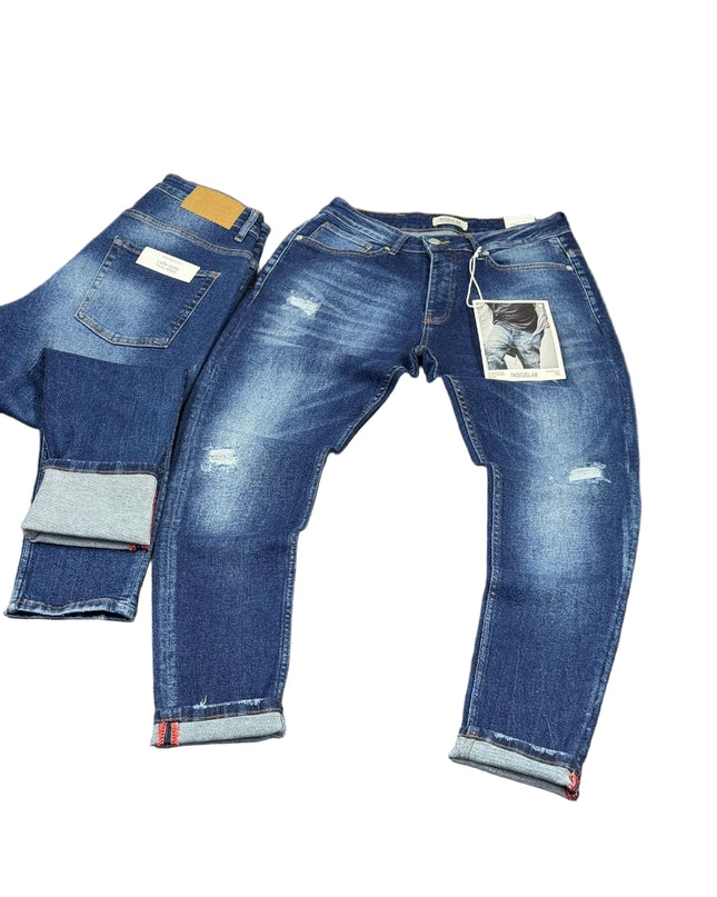 Men's Faded Slim Jeans in Dark Blue