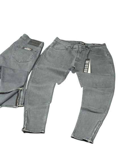 Men's Ankle Zip Slim Jeans in Grey