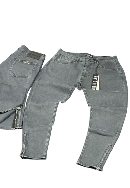 Men's Ankle Zip Slim Jeans in Grey
