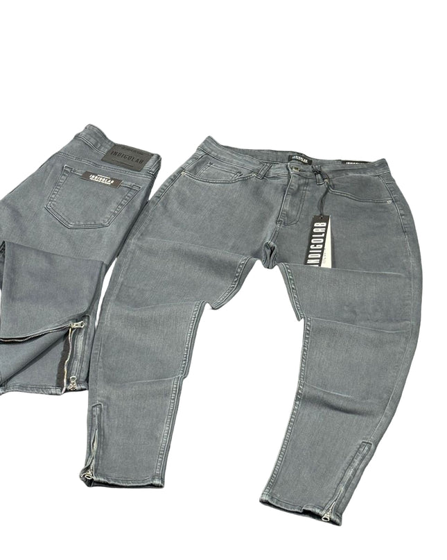 Men's Ankle Zip Slim Jeans in Grey