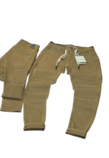 Men's Moto Panel Jeans in Tan