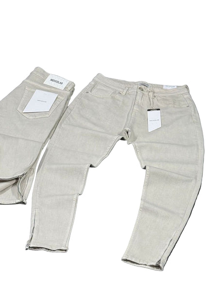 Men's Ankle Zip Slim Jeans in Cream