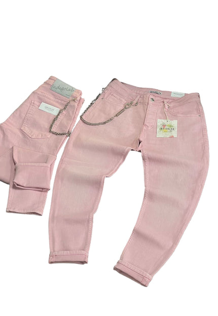 Men's Slim Fit Chain Jeans in Rose Pink