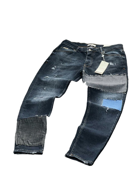 Men's Ripped Slim Fit Jeans in Light Grey