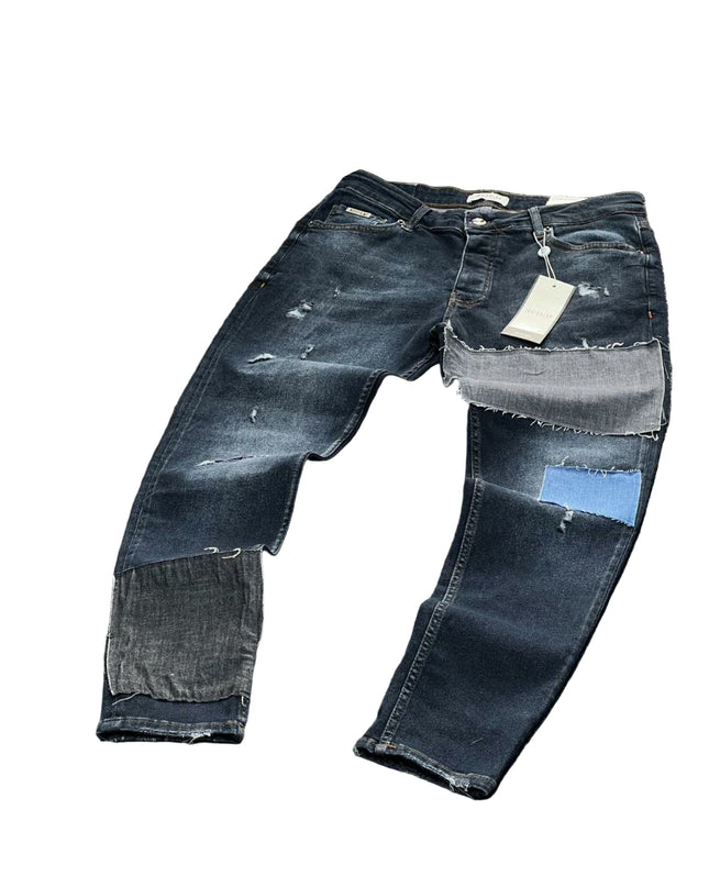 Men's Ripped Slim Fit Jeans in Light Grey
