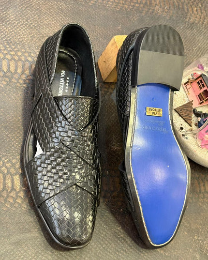 MEN'S WOVEN LEATHER HALF COVER SHOES