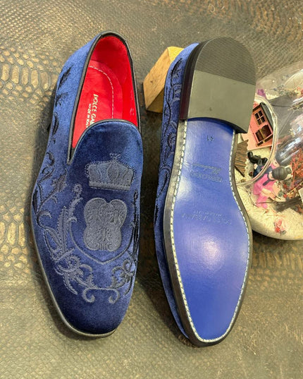 MEN'S CROWN DESIGNED EMBROIDERED LOAFERS