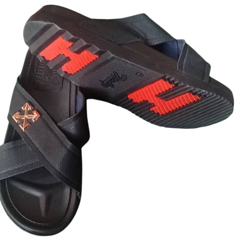 MEN'S CRISS-CROSS METAL ACCENT SLIDES