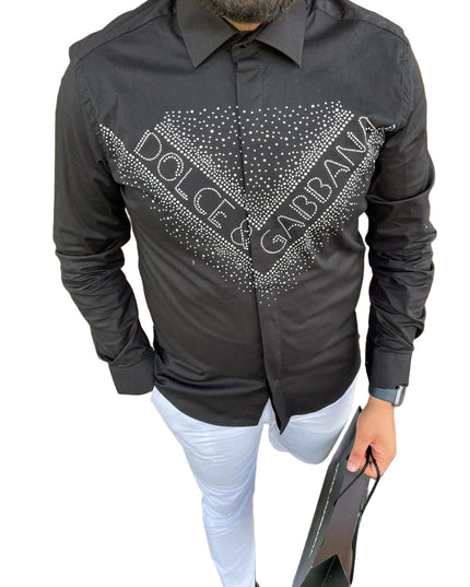 MEN'S DESIGNED V-STUDDED SHIRT