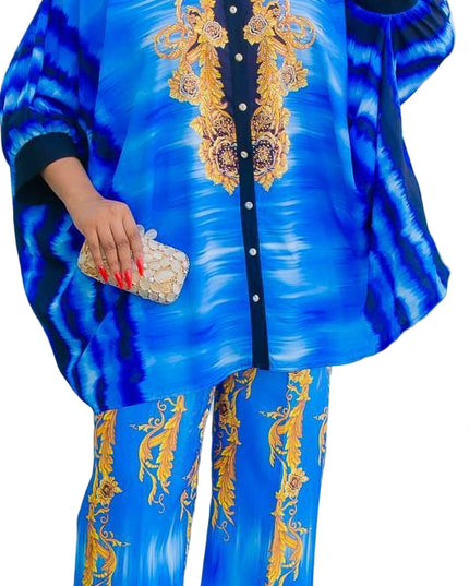 LUXURY PRINT BATWING TOP & WIDE-LEG PANT SET