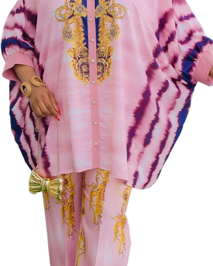 LUXURY PRINT BATWING TOP & WIDE-LEG PANT SET