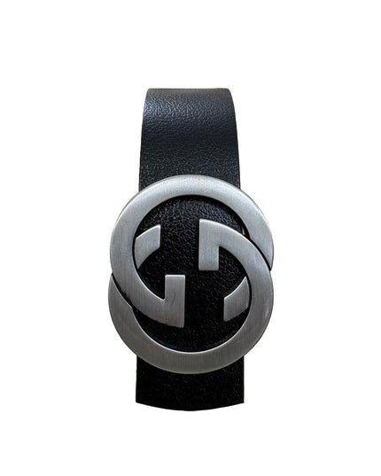 Men's Gucci GG Buckle Belt in Brushed Silver