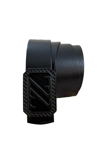 Men's Zegna Logo Buckle Belt in Matte Black