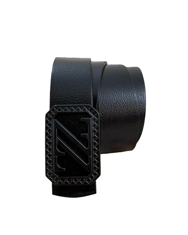 Men's Zegna Logo Buckle Belt in Matte Black