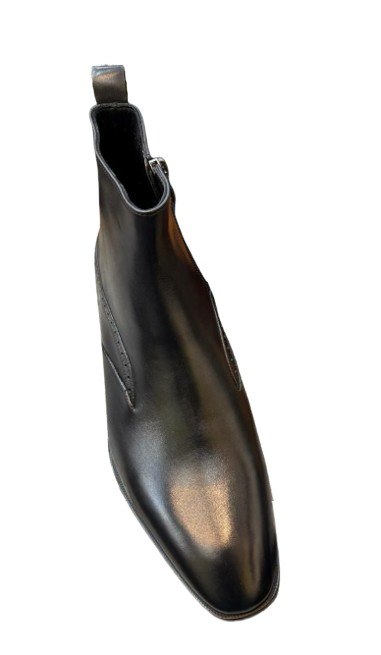 Men's Black Leather Zip Boot