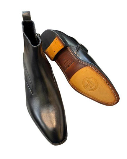 MEN'S BLACK LEATHER ZIP BOOT