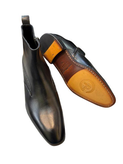 MEN'S BLACK LEATHER ZIP BOOT