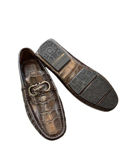 MEN'S FERRAGAMO CROC-EMBOSSED LOAFER