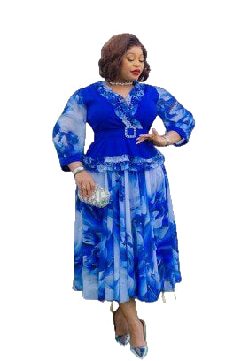 PREMIUM LADIES ELEGANT RUFFLE TRIM CHIFFON MIDI DRESS WITH BELT