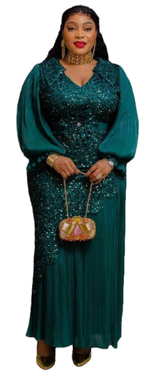 PREMIUM LADIES LUXURY SEQUIN EMBELLISHED PLEATED MAXI GOWN