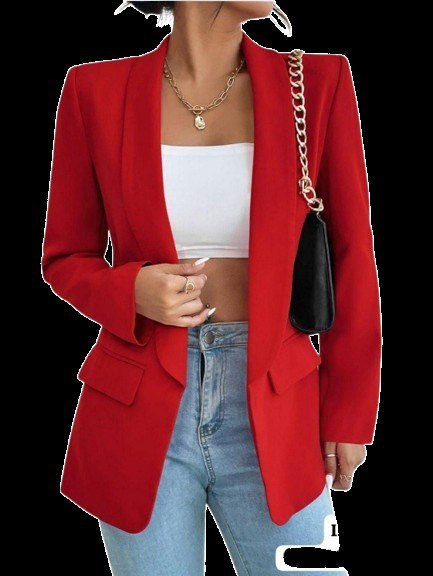 PREMIUM LADIES LUXURY SOLID COLOR SHAWL LAPEL RUCHED SLEEVE BLAZER COLLECTION