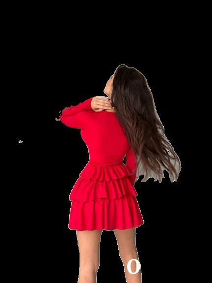 PREMIUM LADIES LUXURY RIBBED KNIT LONG SLEEVE TIERED RUFFLE HEM SKATER MINI DRESS