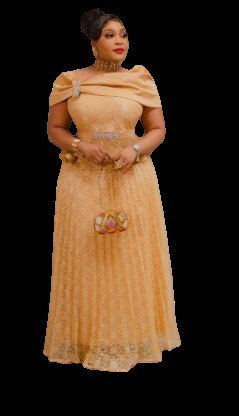 REGAL OFF-SHOULDER LACE PEPLUM GOWN